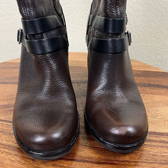 Kork-Ease Women’s Size 7 Brown Leather Anki Triple Belt Mid Moto Ankle Boots - Picture 4 of 14